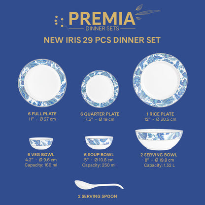 Larah By Borosil New Iris Dinner Set, 29 pc