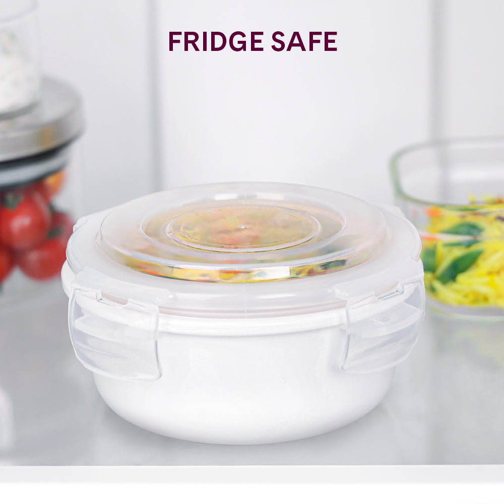 Larah By Borosil White Klip N Store Storage Container 400 ml x 2