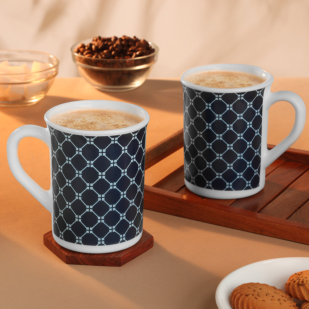 Larah By Borosil Kazak Blue Mug Set, 350ml x 2