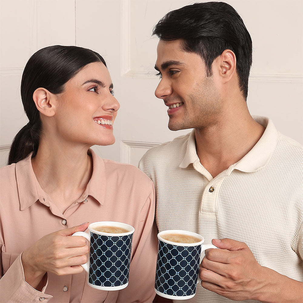 Larah By Borosil Kazak Blue Mug Set 350 ml x 2