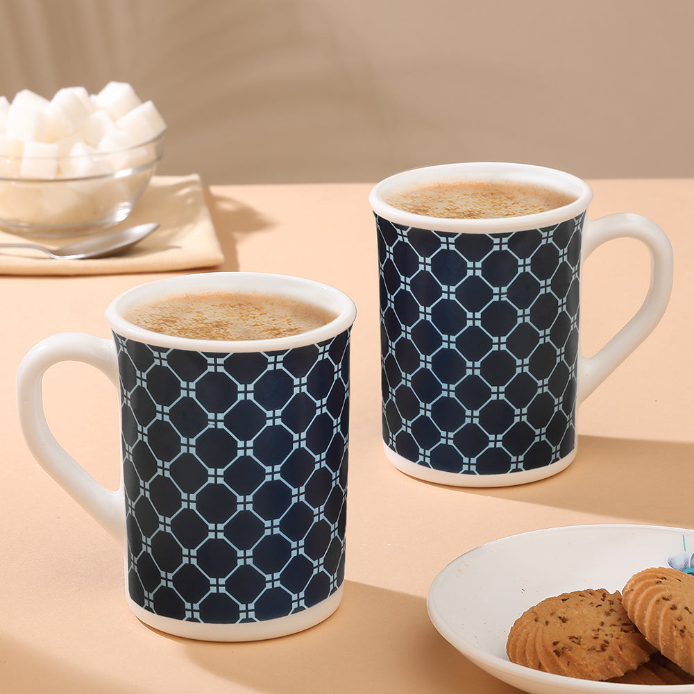 Larah By Borosil Kazak Blue Mug Set 350 ml x 2
