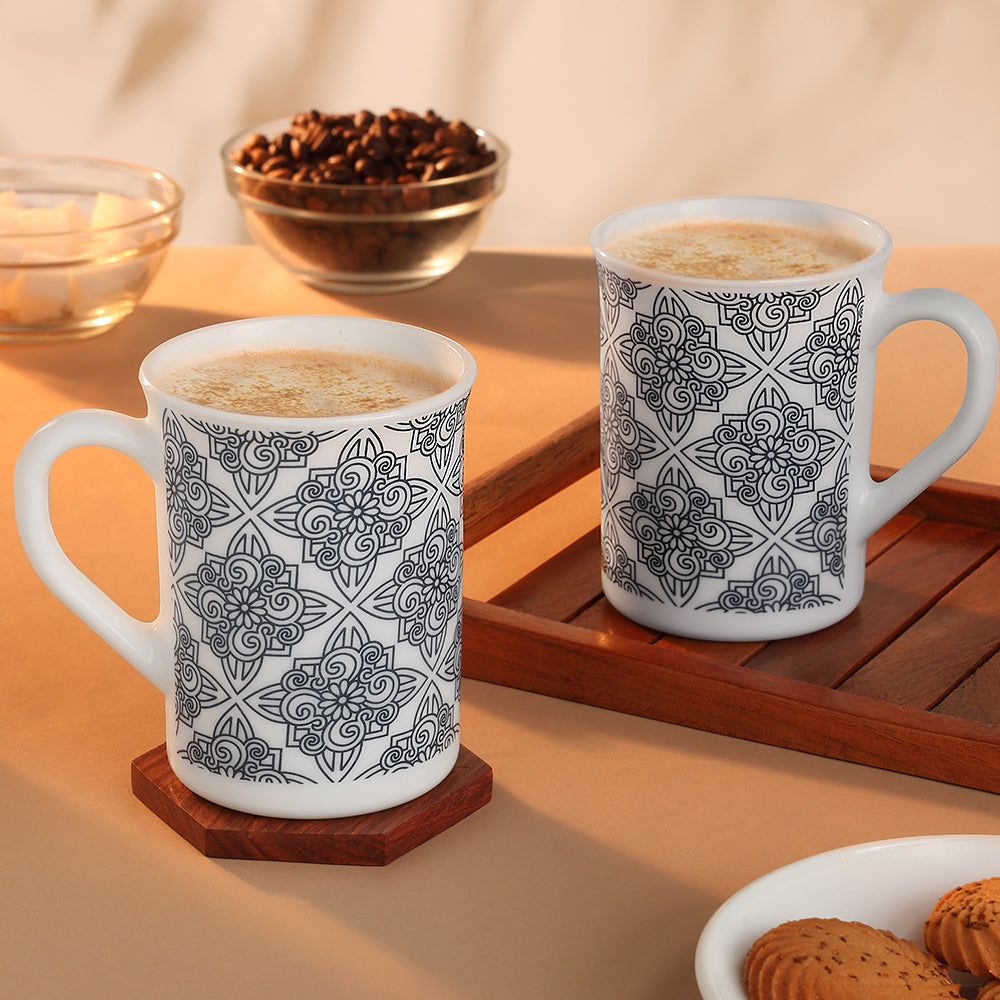 Larah by Borosil Kuba Blue Mug Set, 350ml x 2