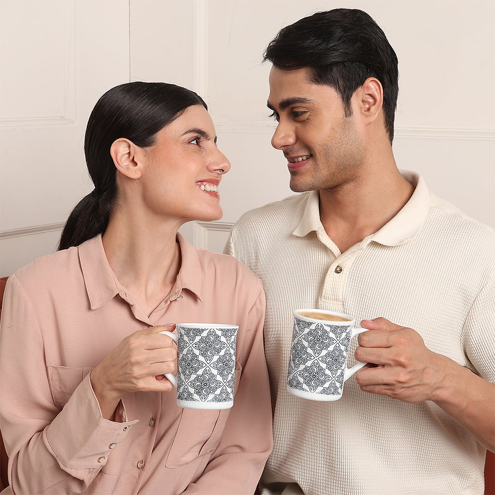 Larah by Borosil Kuba Blue Mug Set 350 ml x 2