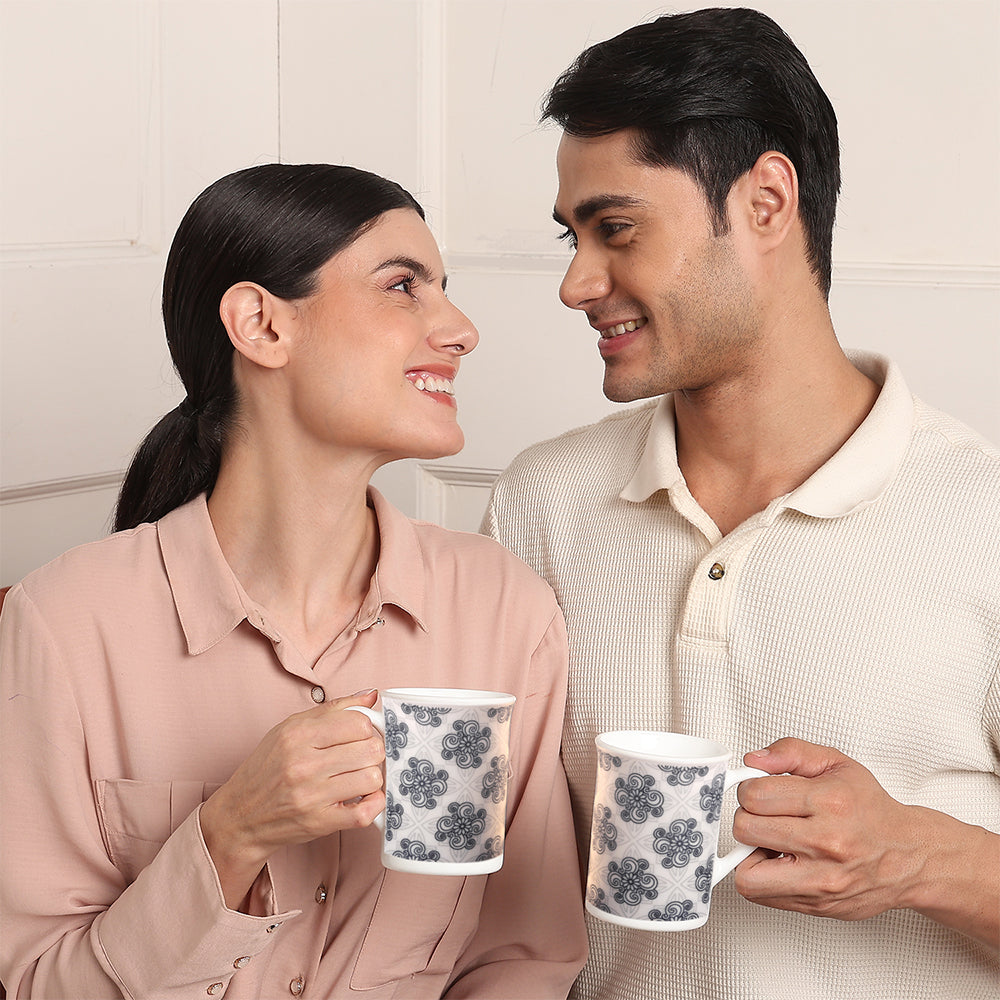 Larah By Borosil Kuba Grey Mug Set 350 ml x 2