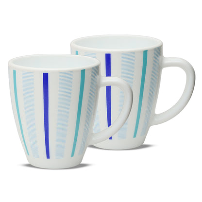 Larah by Borosil Blue Strip Mug Set 390 ml x 2