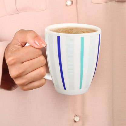 Larah by Borosil Blue Strip Mug Set 390 ml x 2