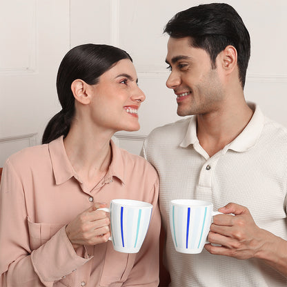 Larah by Borosil Blue Strip Mug Set 390 ml x 2