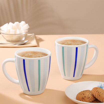 Larah by Borosil Blue Strip Mug Set 390 ml x 2