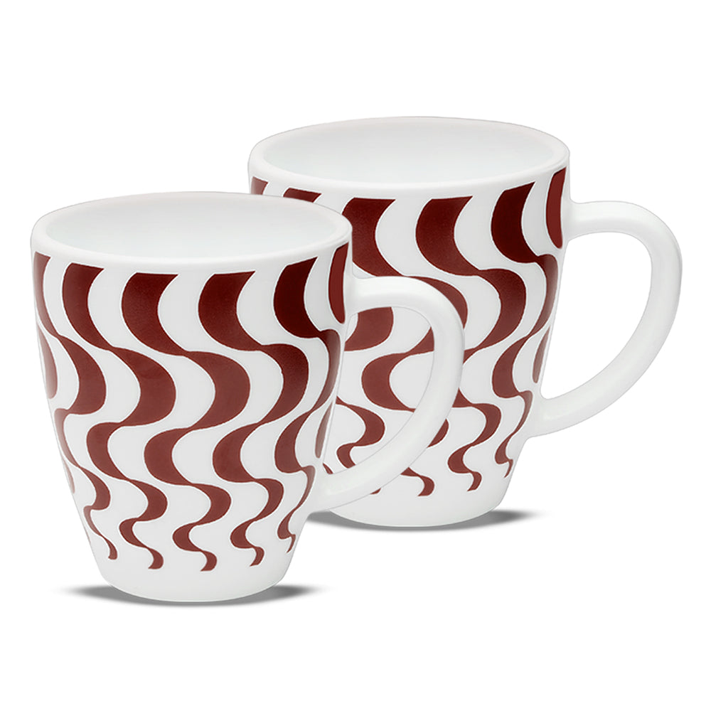 Larah Waves Brown Opalware Mug Set
