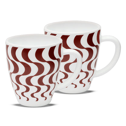 Larah Waves Brown Opalware Mug Set