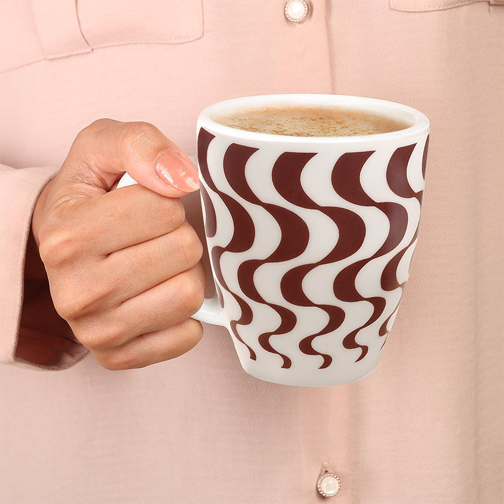 Larah Waves Brown Opalware Mug Set