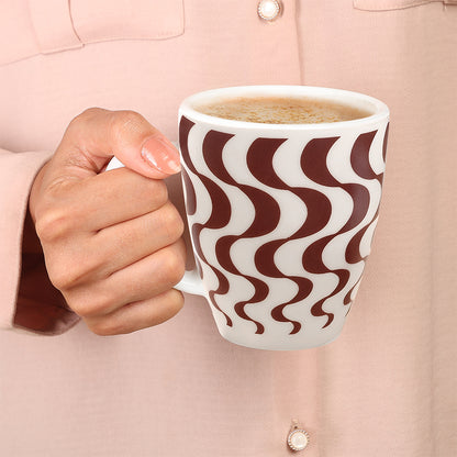 Larah Waves Brown Opalware Mug Set
