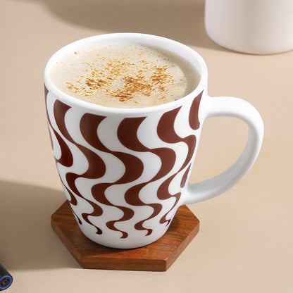 Larah Waves Brown Opalware Mug Set