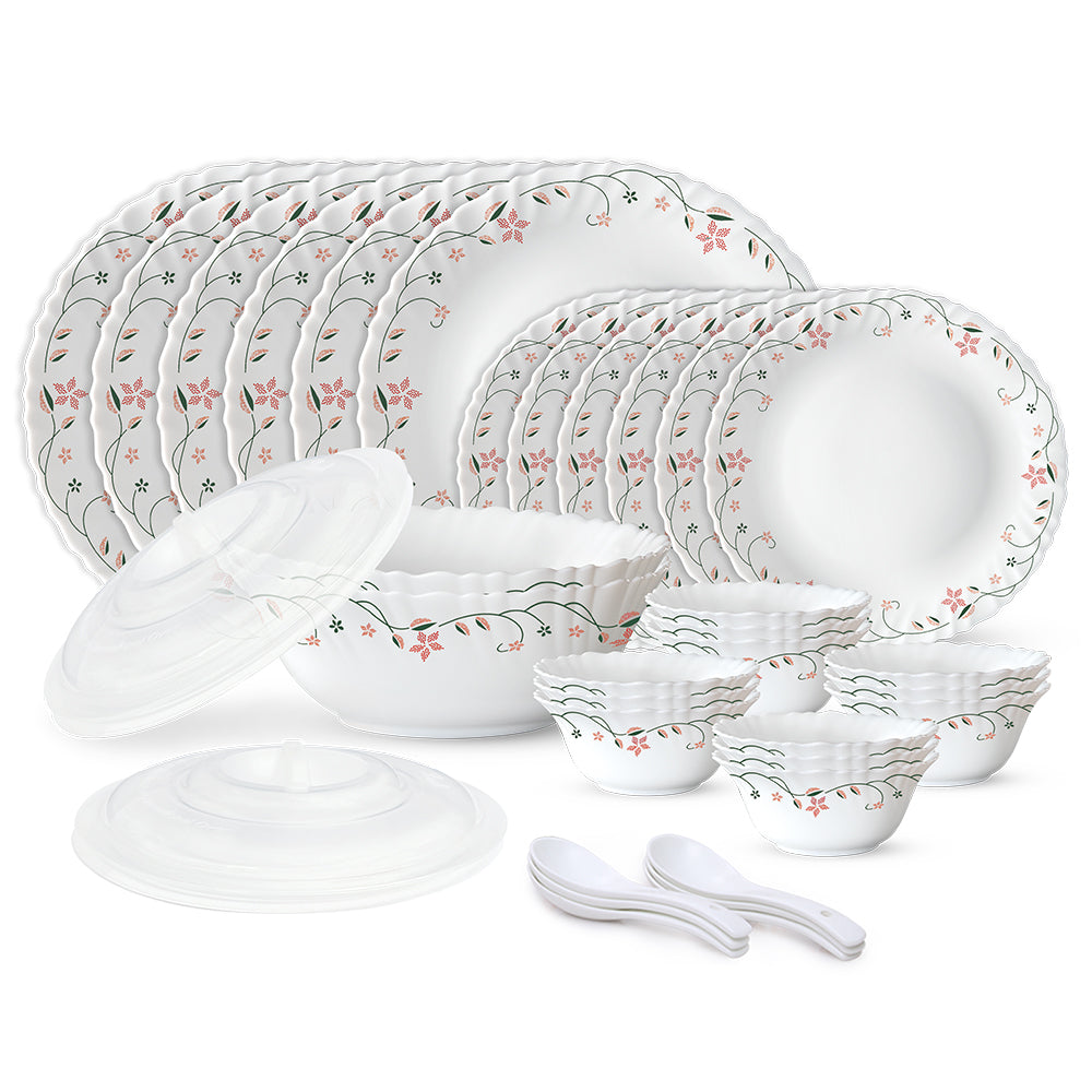 Larah by Borosil, Garland Dinner Set 34 pc Set: Serves 6