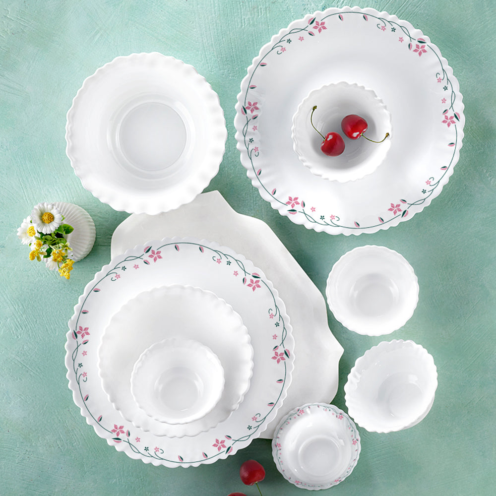 Larah by Borosil, Garland Dinner Set 34 pc Set: Serves 6