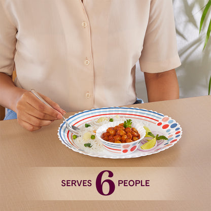 Larah by Borosil, Pastel Dinner Set 34 pc Set: Serves 6