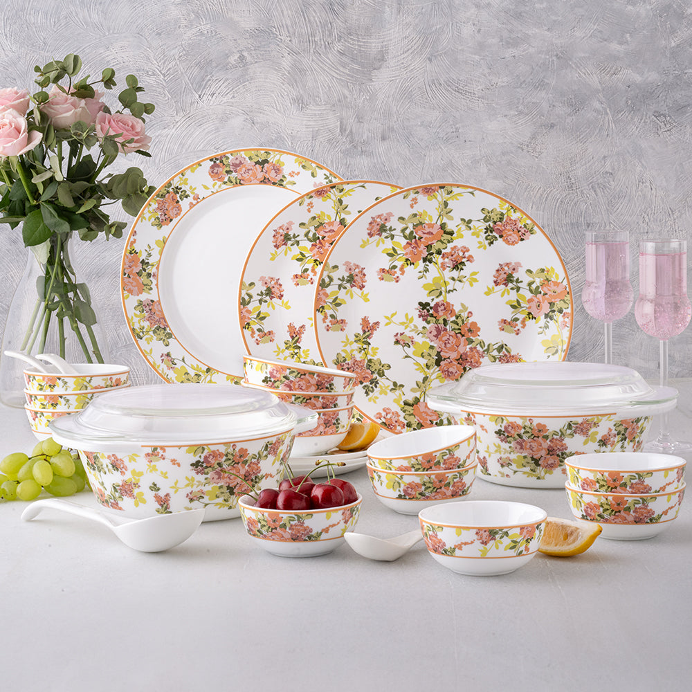 Larah By Borosil Amora Dinner Set, 37 pc