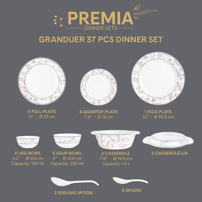 Larah Grandeur Dinner Set, 37 pc