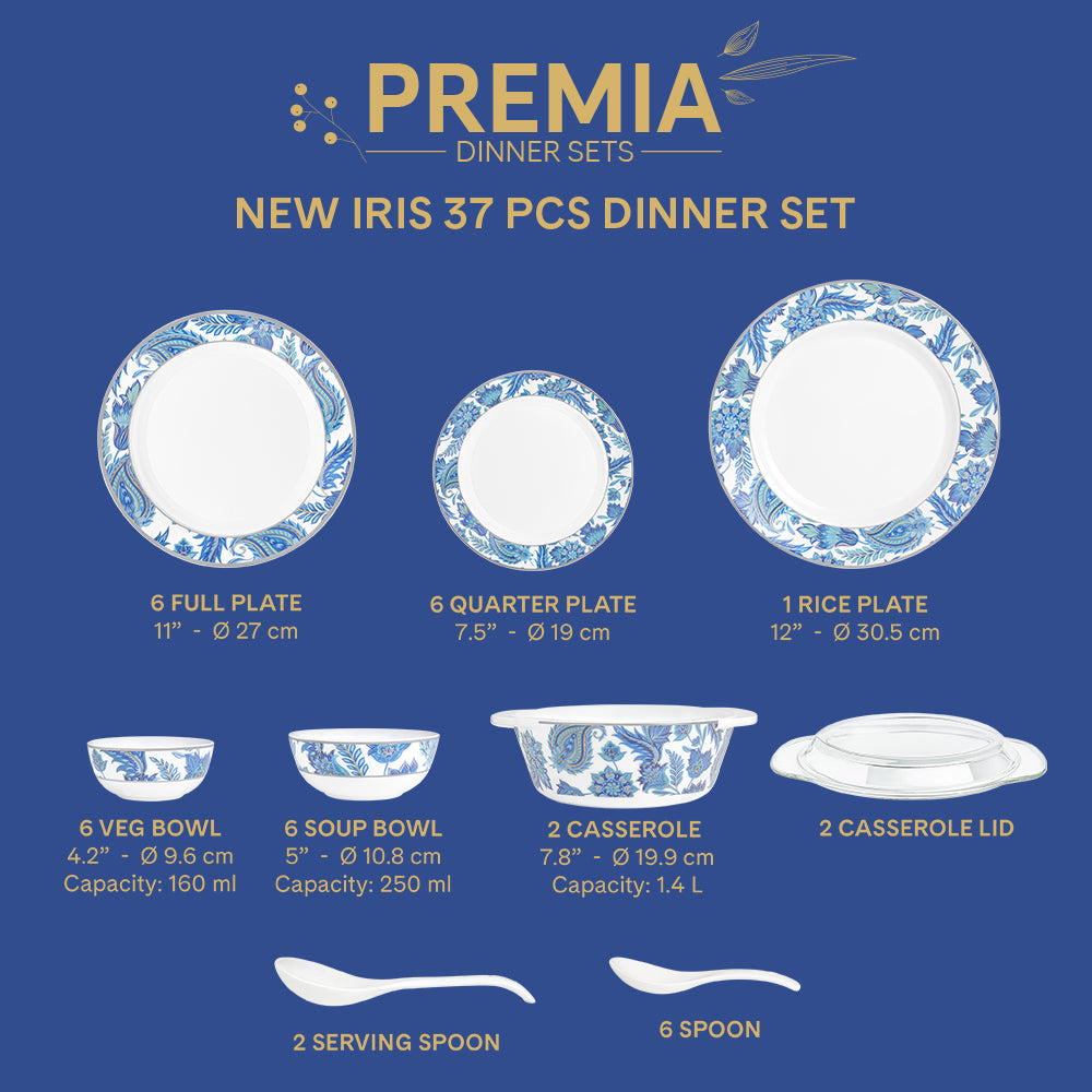 Larah By Borosil New Iris Dinner Set