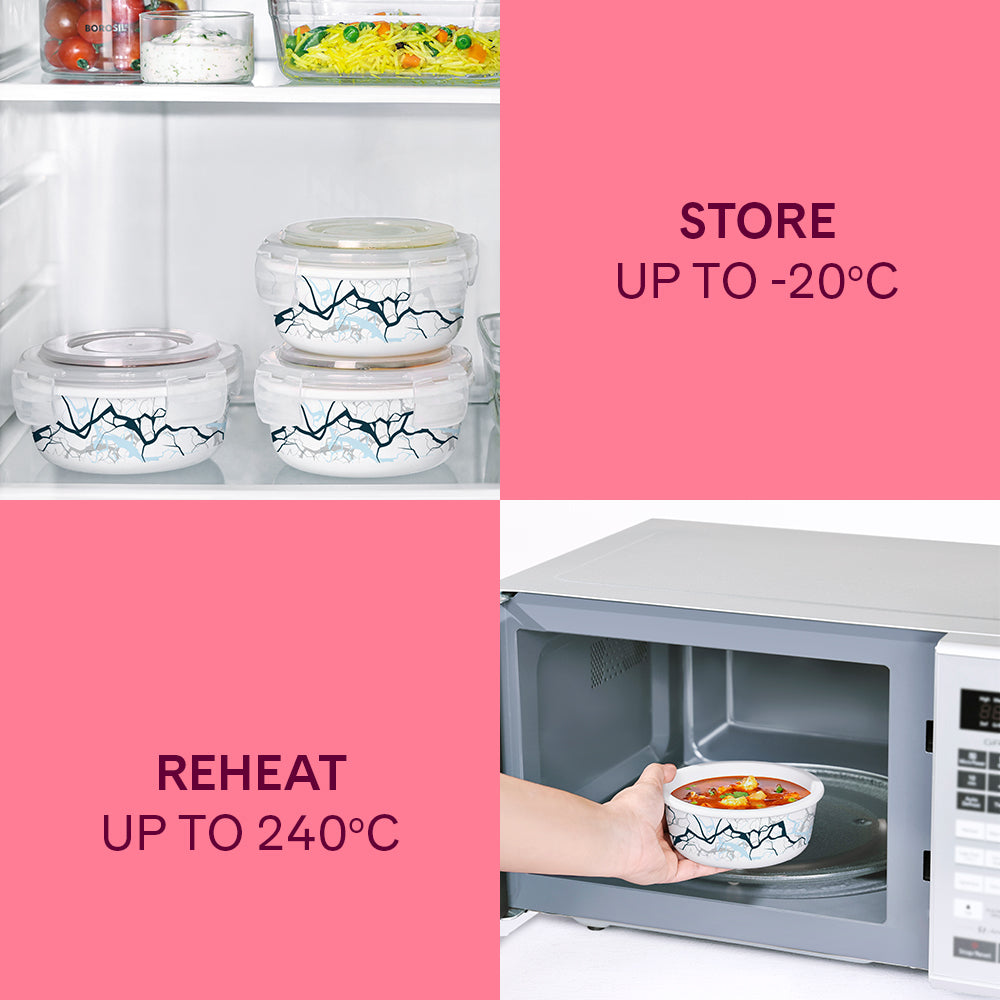 Larah by Borosil Zeus Round Lunchbox, Black