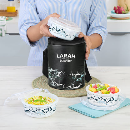 Larah by Borosil Zeus Round Lunchbox, Black