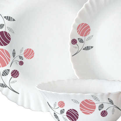 Larah by Borosil, Dahlia Dinner Set 44 pc Set: Serves 8