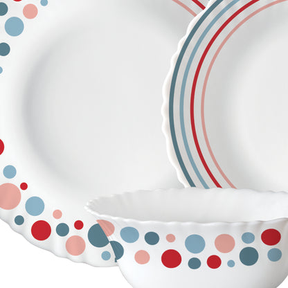 Larah by Borosil, Pastel Dinner Set 44 pc Set: Serves 8