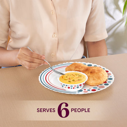 Larah by Borosil, Pastel Dinner Set 44 pc Set: Serves 8