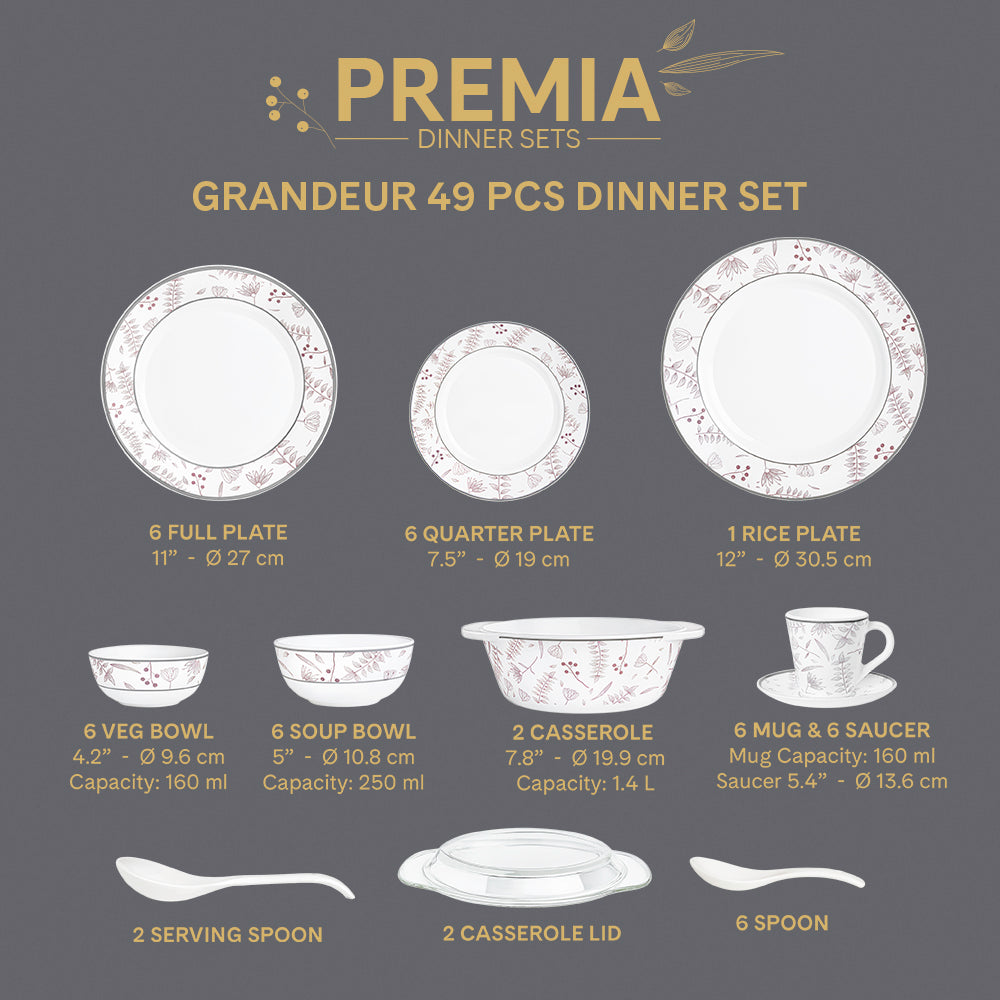 Larah By Borosil Grandeur Dinner Set