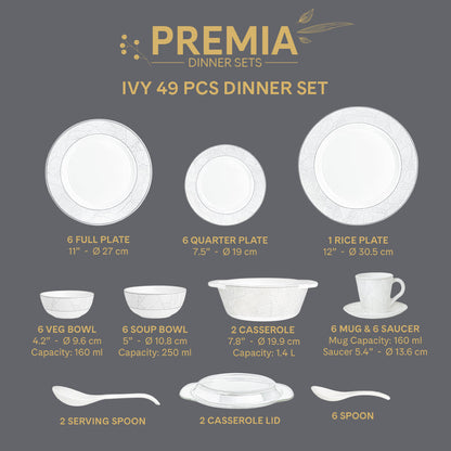Larah Ivy Dinner Set, 49 pc