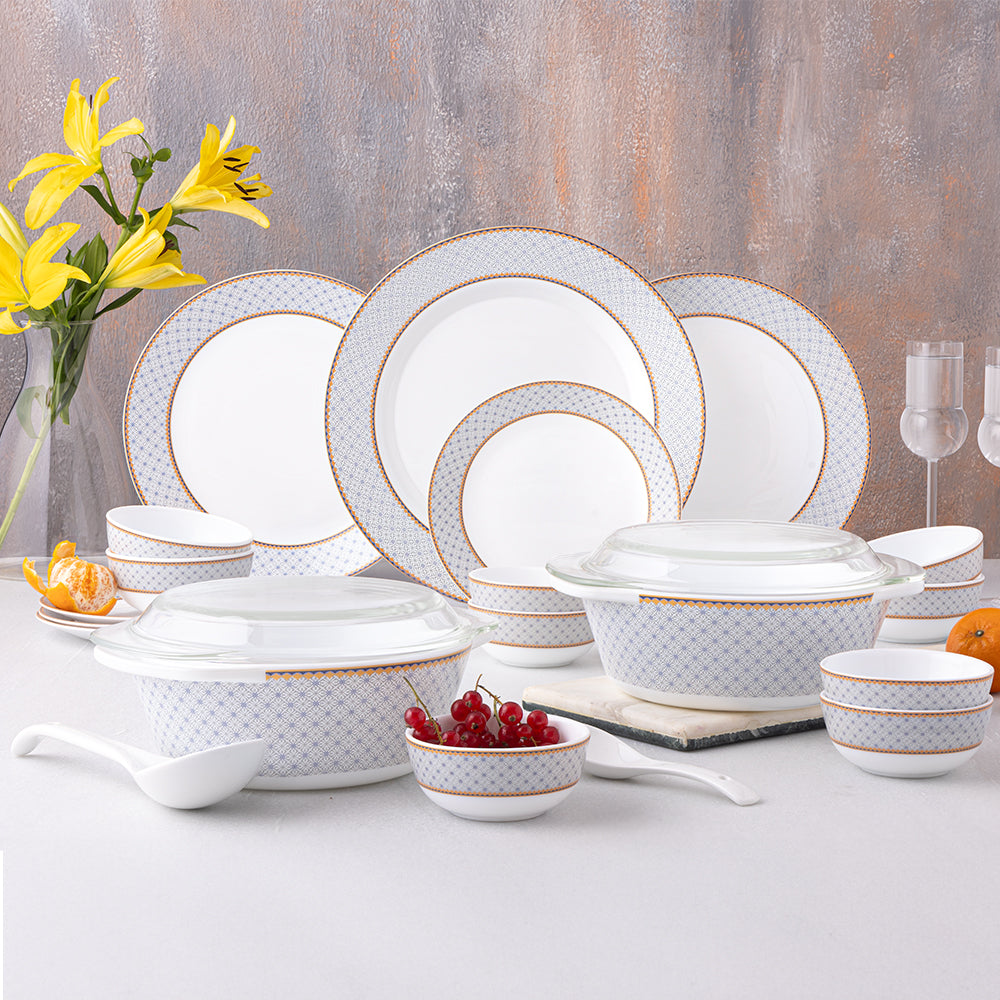 Larah By Borosil Kosmia Dinner Set, 49 pc
