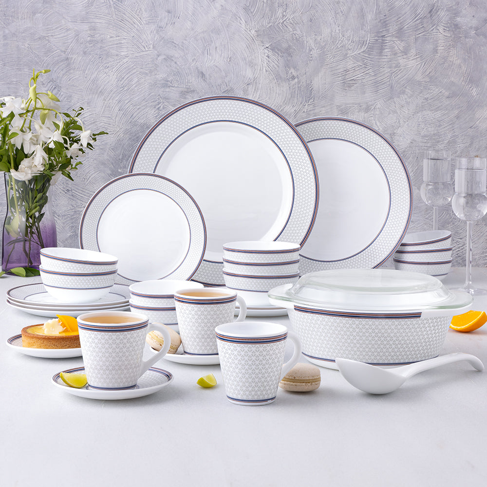 Larah By Borosil Starlight Dinner Set, 49 pc