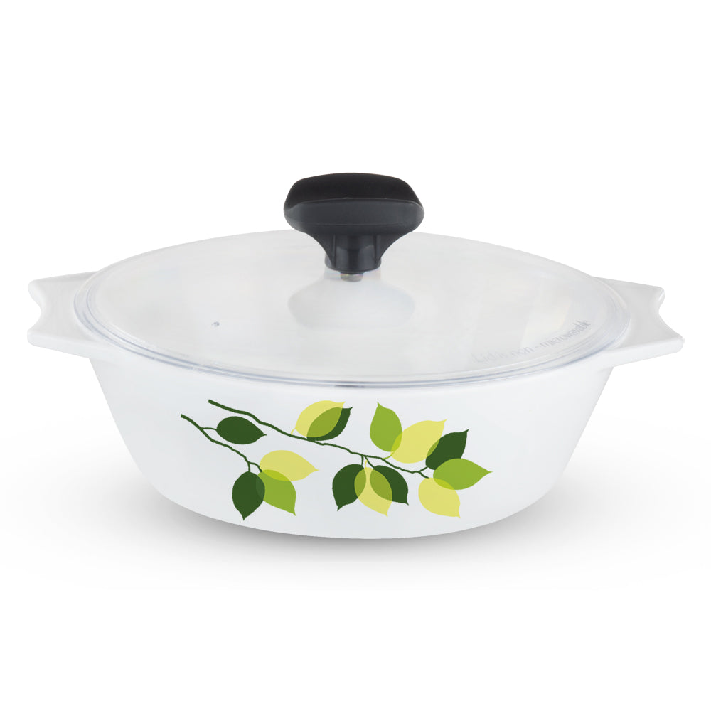 Larah by Borosil Green Leaves 4 pc Casserole Set