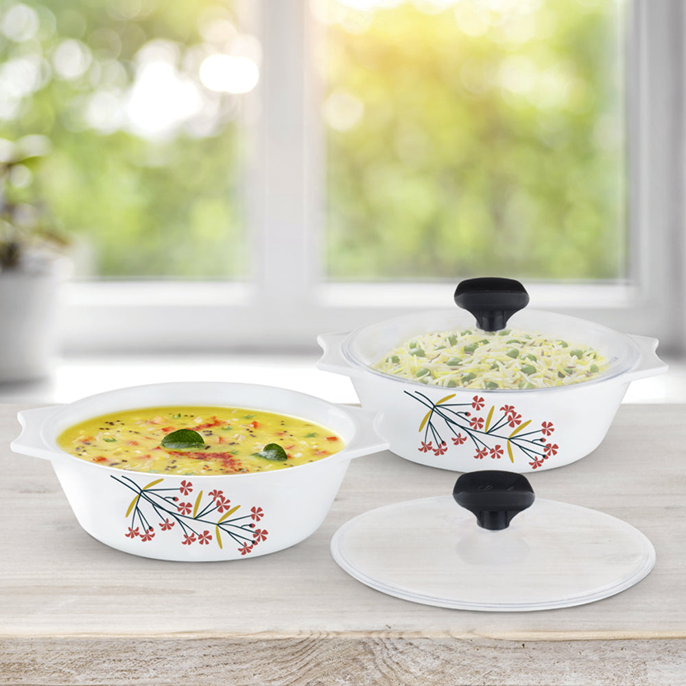 Larah by Borosil Red Bud 4 pc Casserole Set