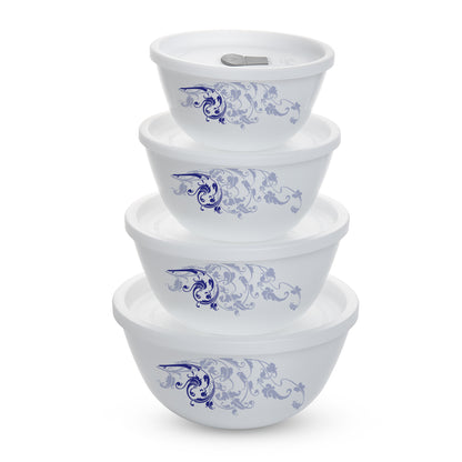 Larah by Borosil Blue Eve Mixing Bowl Set w Lid, 4 pc Set (500ml + 500ml)