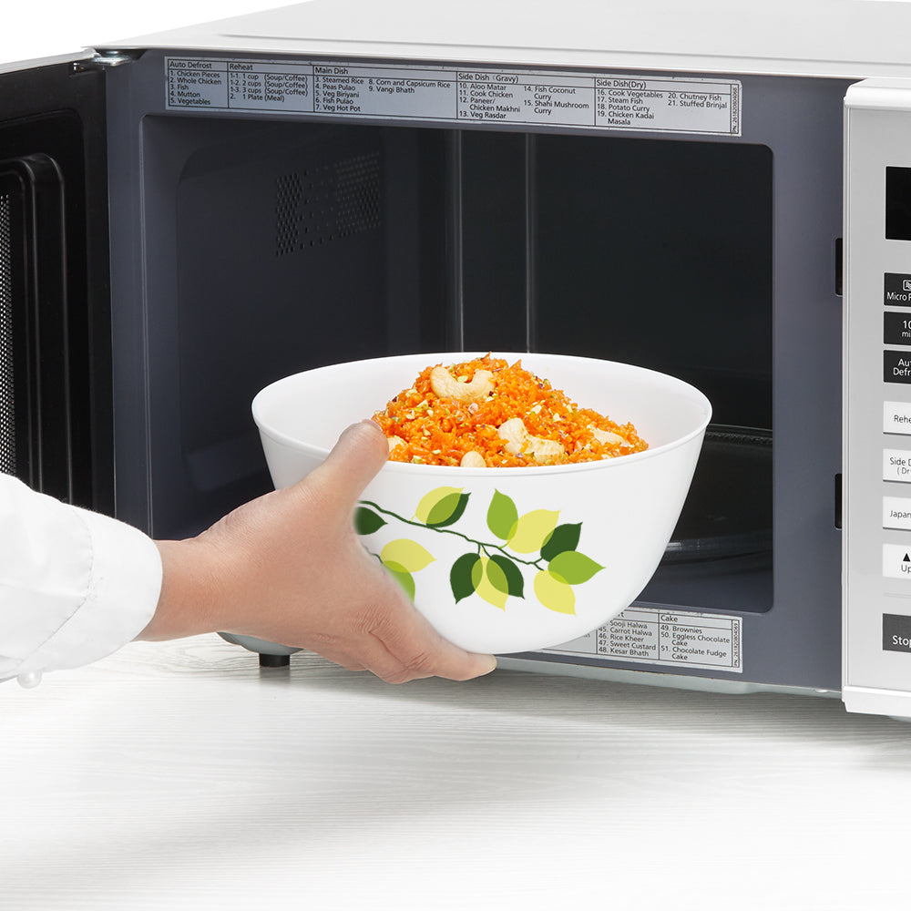 Larah by Borosil Green Leaves 4 pc Mixing Bowl, 1 L x 2