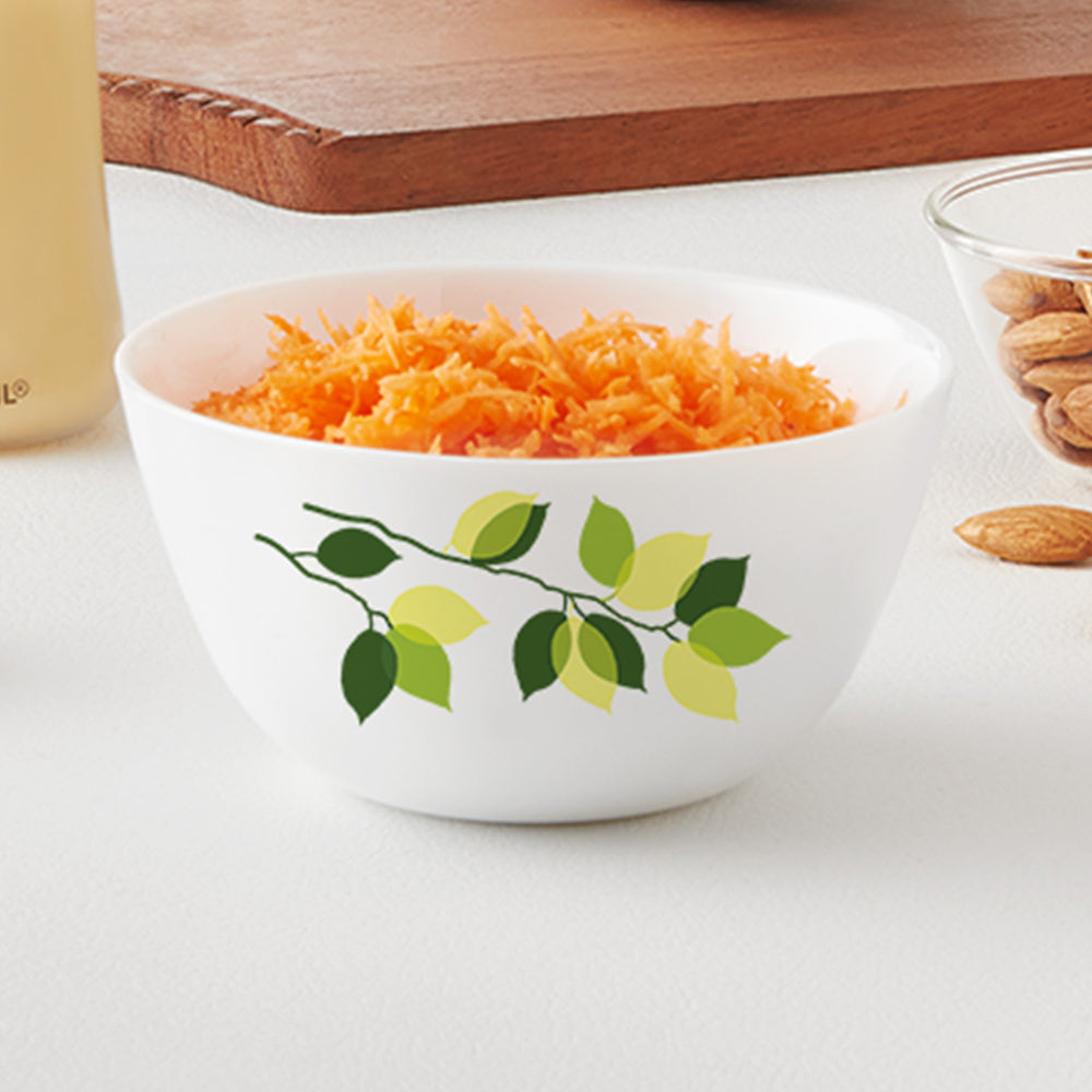 Larah by Borosil Green Leaves 4 pc Mixing Bowl, 1 L x 2