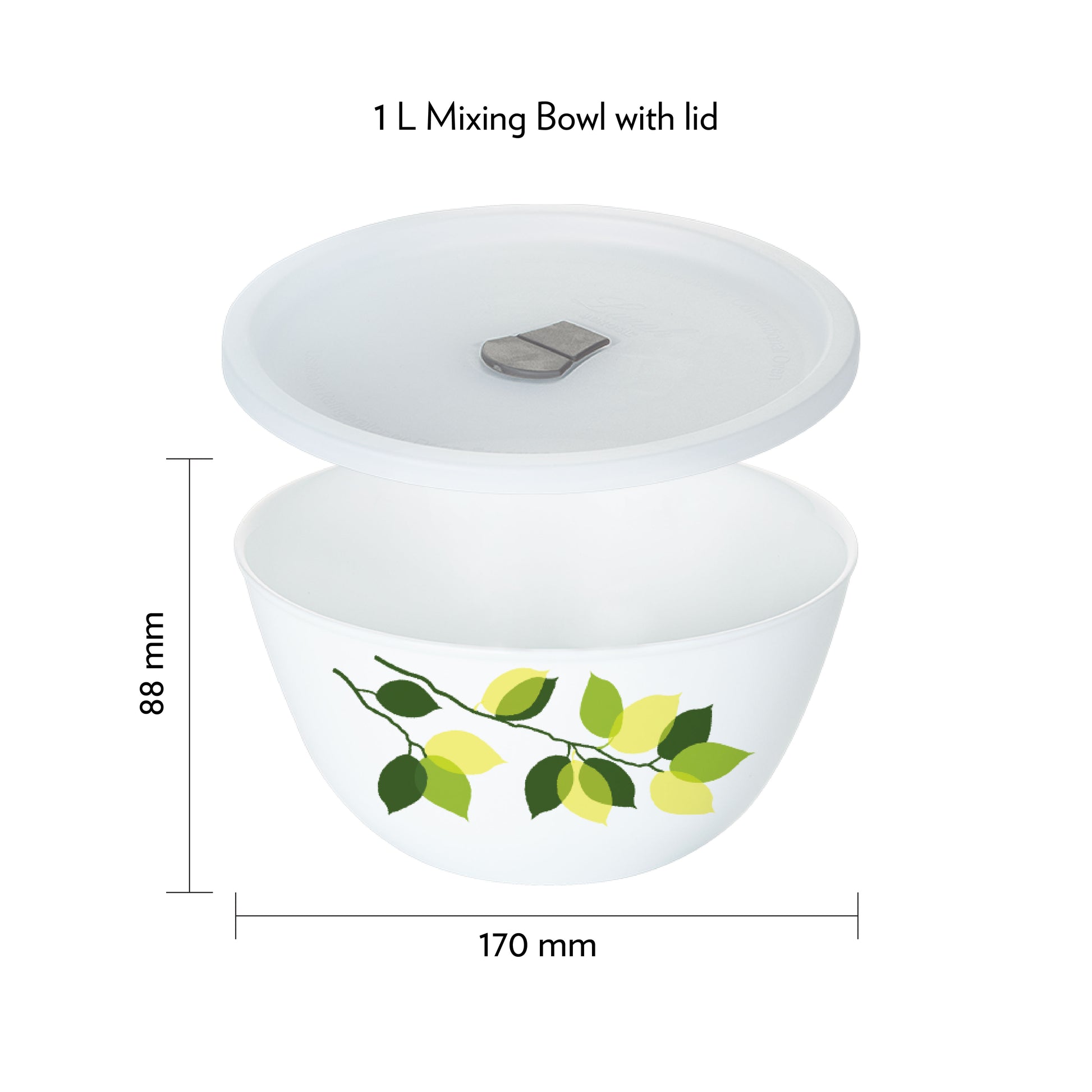 Larah by Borosil Green Leaves 4 pc Mixing Bowl, 1 L x 2