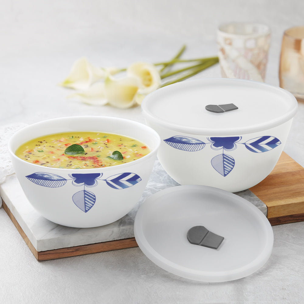 Larah by Borosil Morning Glory 4 pc Mixing Bowl, 1 L x 2