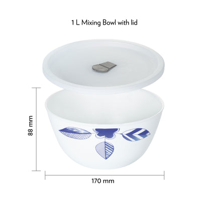Larah by Borosil Morning Glory 4 pc Mixing Bowl, 1 L x 2