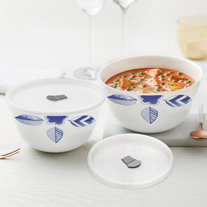 Larah by Borosil Morning Glory 4 pc Mixing Bowl, 1 L + 750 ml