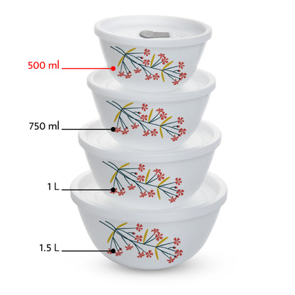 Larah Red Bud 4 pc Mixing Bowl, 500 ml x 2