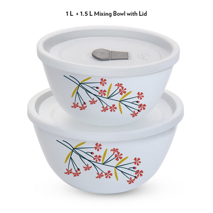 Larah Red Bud 4 pc Mixing Bowl, 1 L + 1.5 L