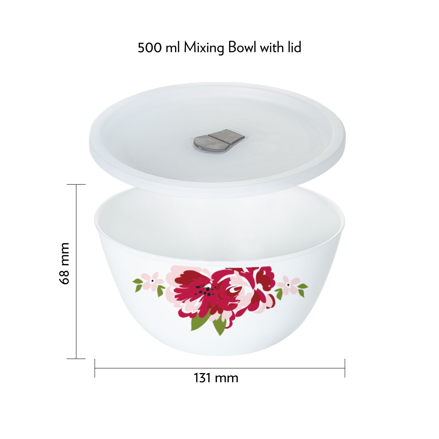 Larah by Borosil Rose Red 4 pc Mixing Bowl, 500 ml x 2