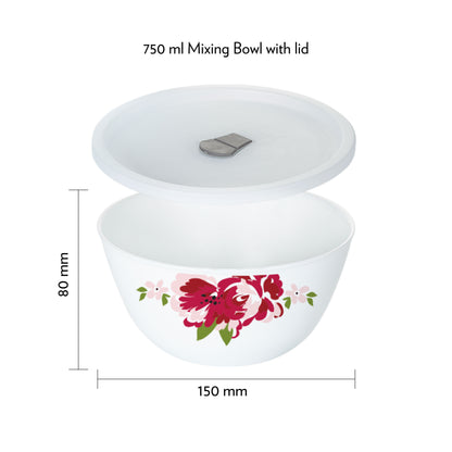 Larah by Borosil Rose Red 4 pc Mixing Bowl, 750 ml x 2