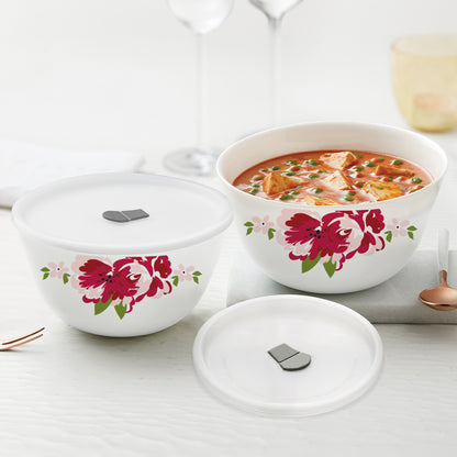 Larah by Borosil Rose Red 4 pc Mixing Bowl, 1 L + 750 ml