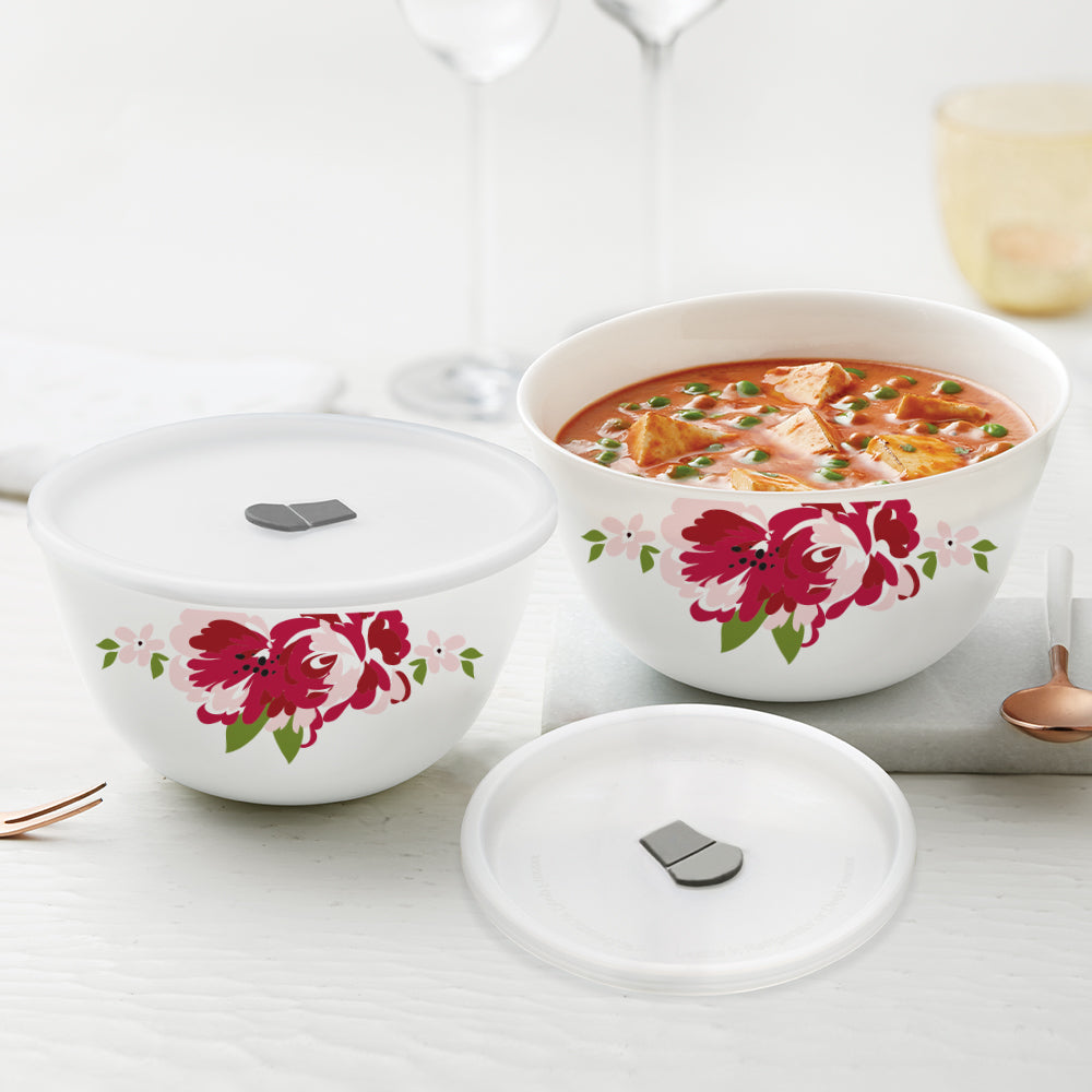 Larah Rose Red 4 pc Mixing Bowl, 1 L + 750 ml