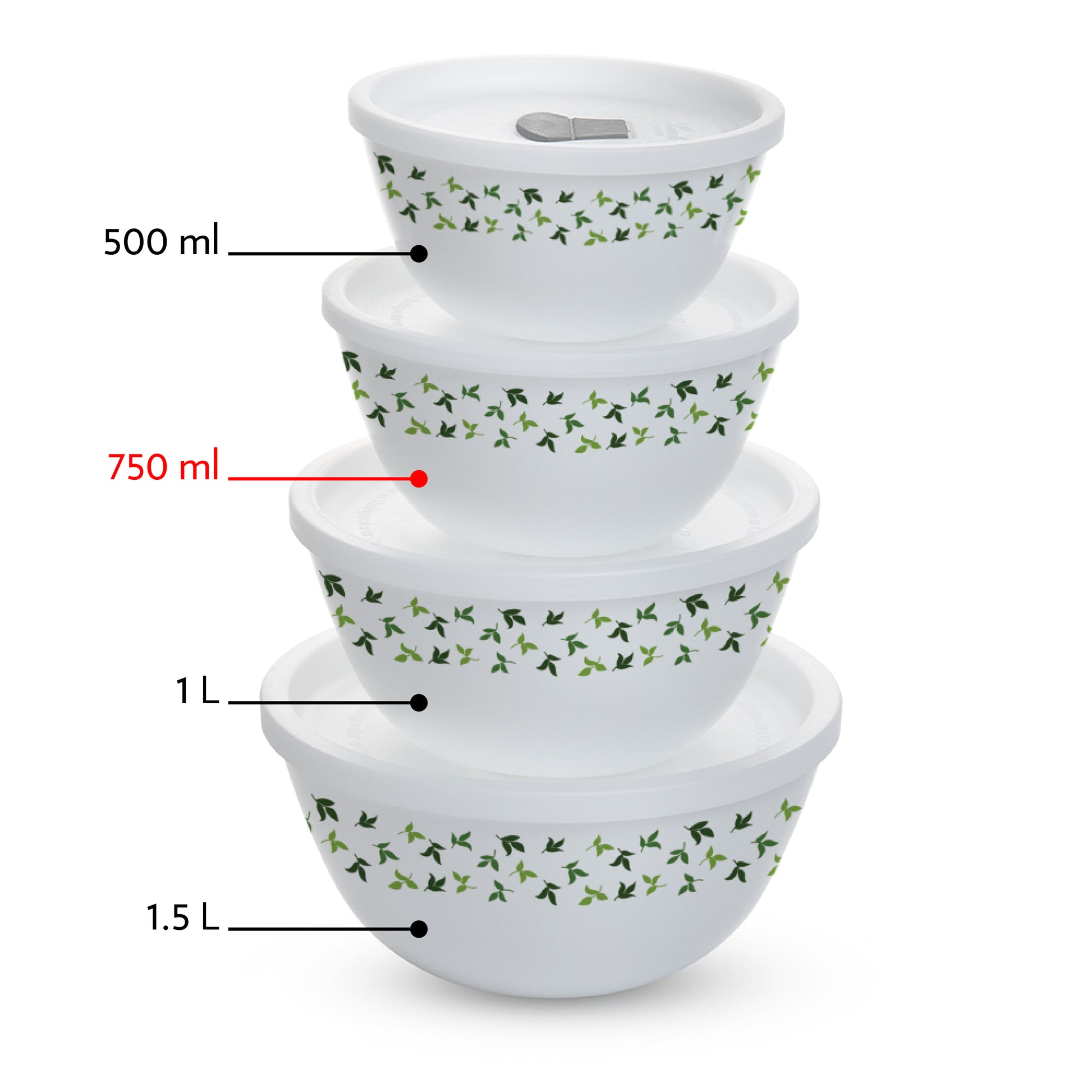Larah by Borosil Sage 4 pc Mixing Bowl, 750 ml x 2