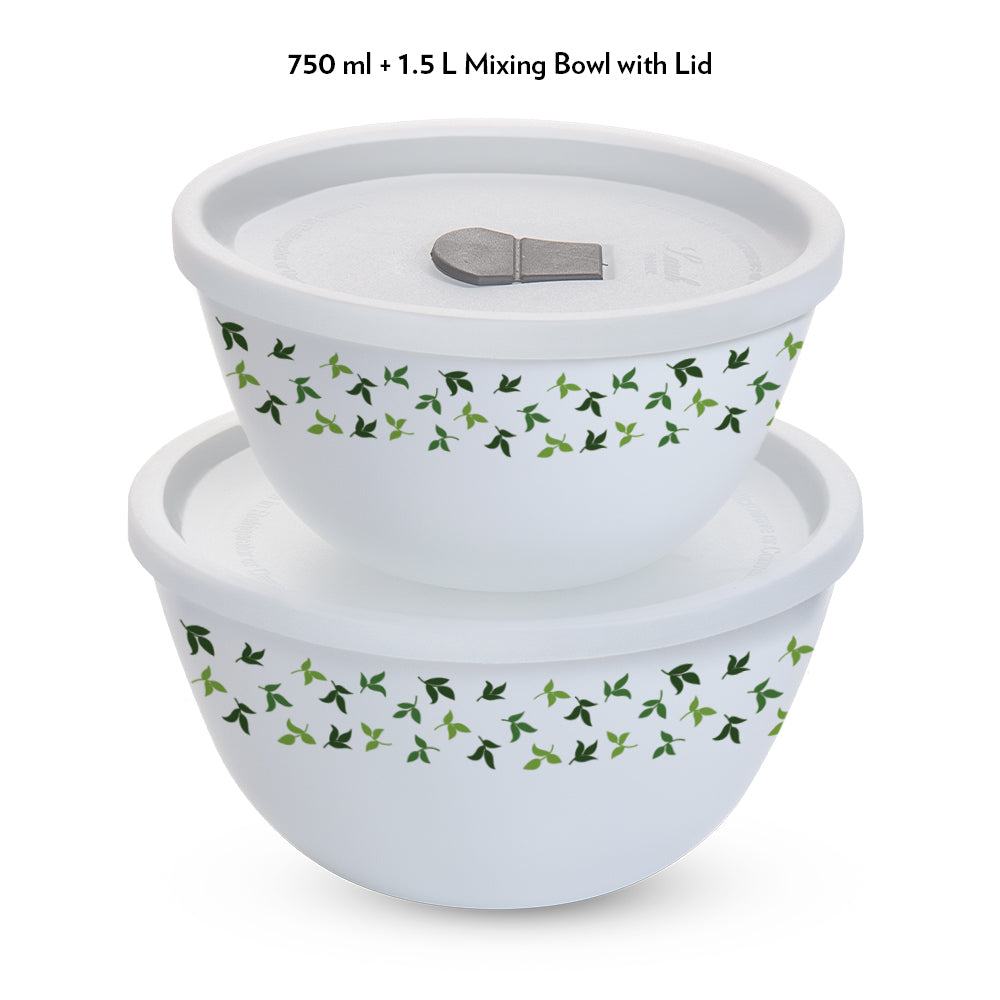 Larah by Borosil Sage 4 pc Mixing Bowl, 1 .5 L + 750 ml