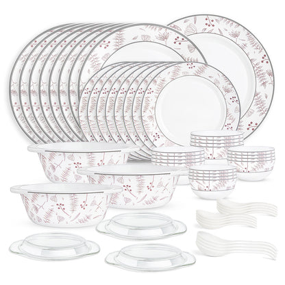 Larah By Borosil Grandeur Dinner Set, 51 pc